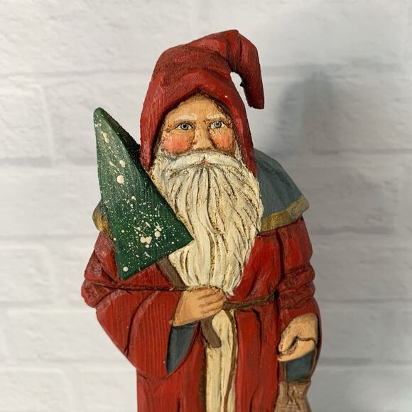 Vintage Crate Prospects Santa Figure Teresa Olson Wood Hand Carved 8" Figurine - Picture 2 of 6